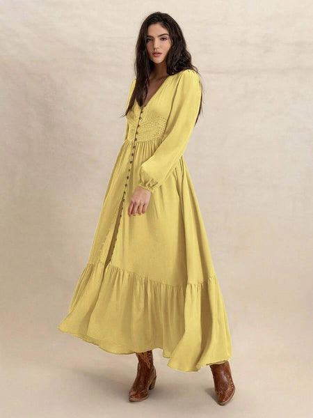 PARIS Maxi Dress - Yellow-Women Dresses- Boheme Junction