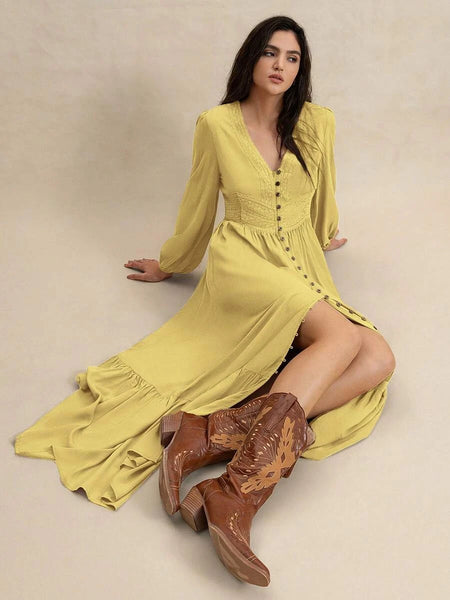 PARIS Maxi Dress - Yellow-Women Dresses- Boheme Junction