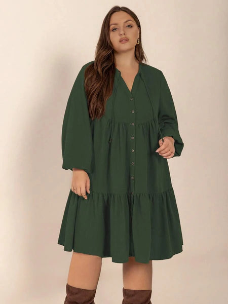 PLUS SIZE Cheri Midi Dress - Green-Plus Size Dresses- Boheme Junction