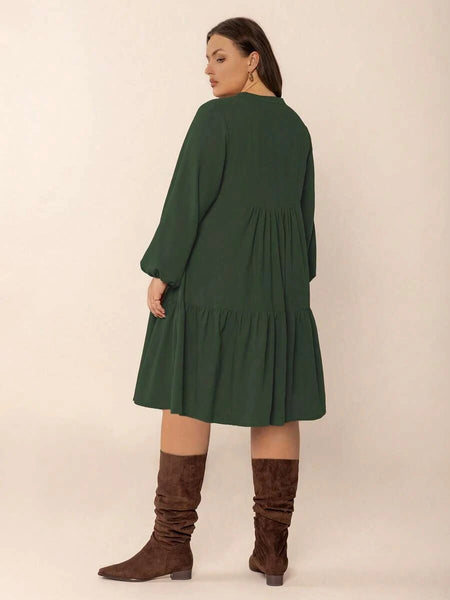 PLUS SIZE Cheri Midi Dress - Green-Plus Size Dresses- Boheme Junction