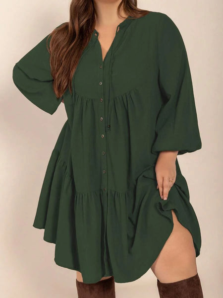 PLUS SIZE Cheri Midi Dress - Green-Plus Size Dresses- Boheme Junction