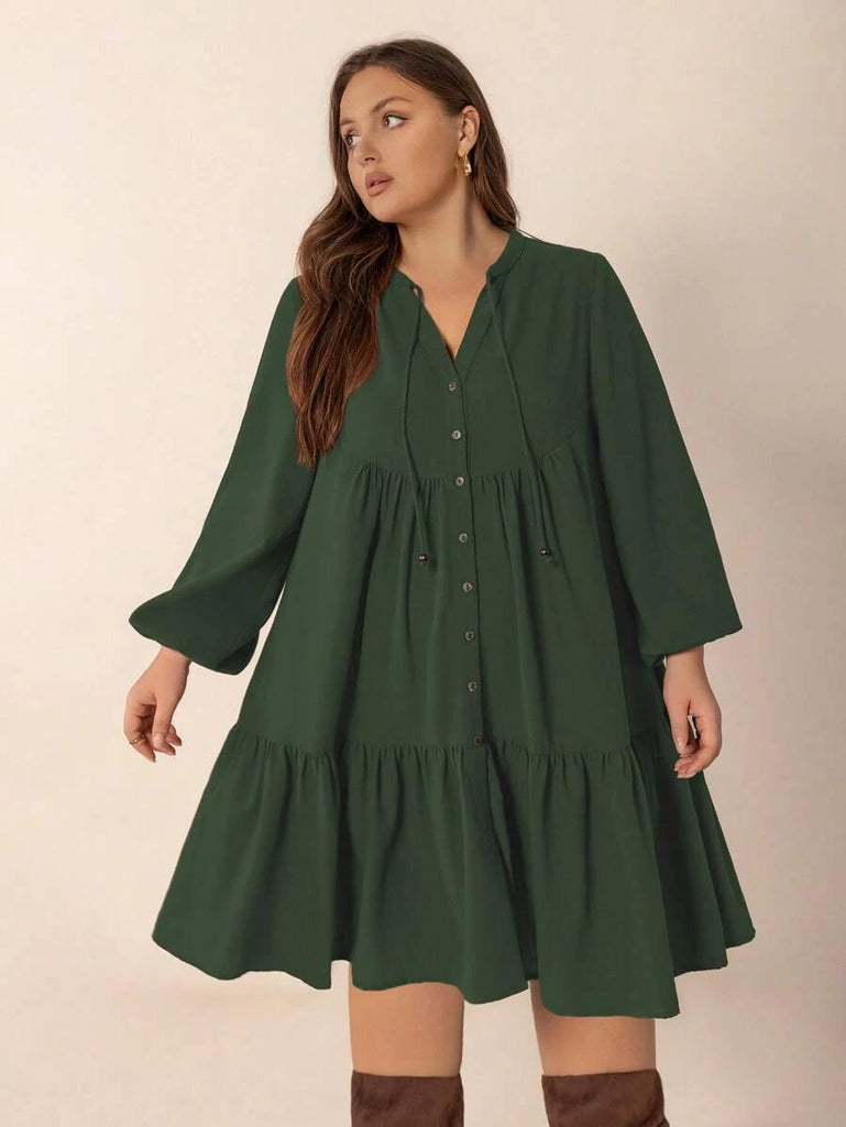 PLUS SIZE Cheri Midi Dress - Green-Plus Size Dresses- Boheme Junction