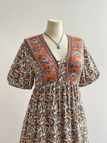 PLUS SIZE Capri Maxi Dress - Floral-Plus Size Dresses- Boheme Junction