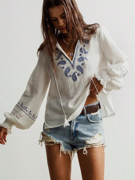 RHEA Top - White-Women Tops, Blouses & Tee- Boheme Junction