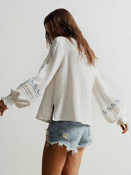 RHEA Top - White-Women Tops, Blouses & Tee- Boheme Junction