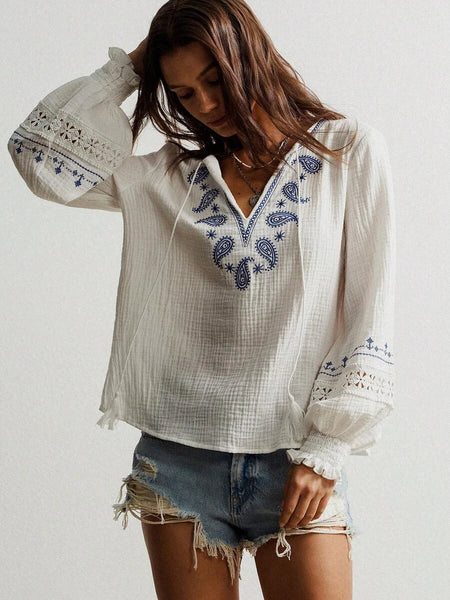 RHEA Top - White-Women Tops, Blouses & Tee- Boheme Junction