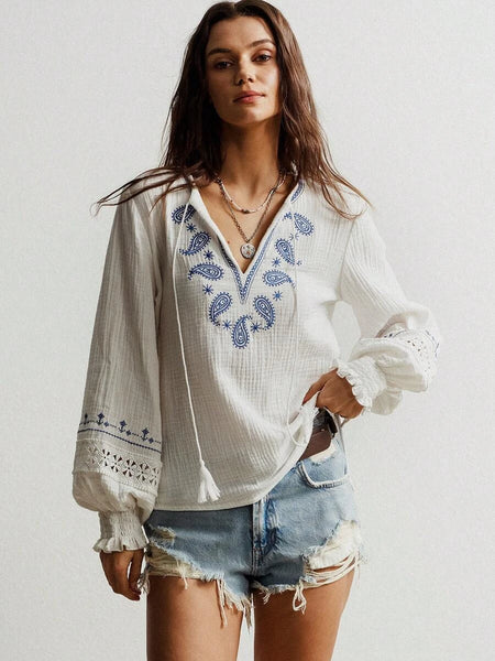 RHEA Top - White-Women Tops, Blouses & Tee- Boheme Junction