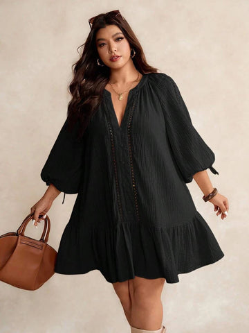 PLUS SIZE June Mini Dress - Black-Plus Size Dresses- Boheme Junction