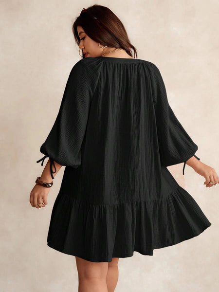 PLUS SIZE June Mini Dress - Black-Plus Size Dresses- Boheme Junction