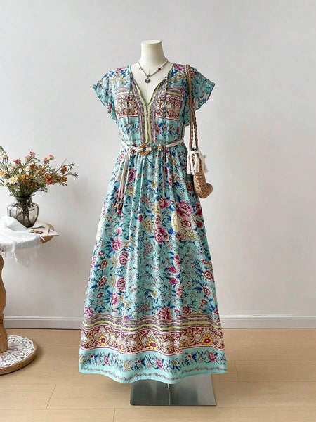 PLUS SIZE Cory Maxi Dress - Blue-Plus Size Arabian Wear- Boheme Junction