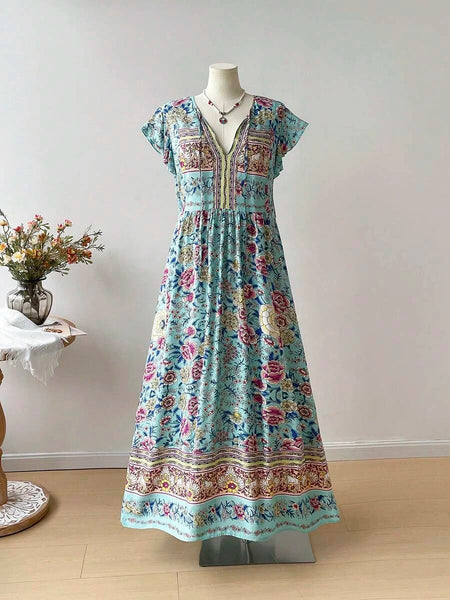 PLUS SIZE Cory Maxi Dress - Blue-Plus Size Arabian Wear- Boheme Junction