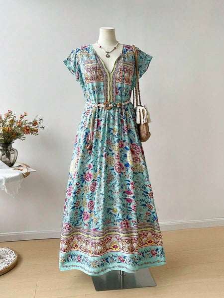 PLUS SIZE Cory Maxi Dress - Blue-Plus Size Arabian Wear- Boheme Junction