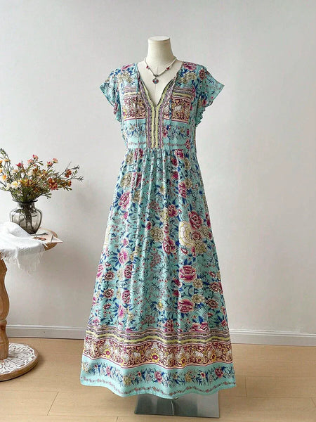 PLUS SIZE Cory Maxi Dress - Blue-Plus Size Arabian Wear- Boheme Junction