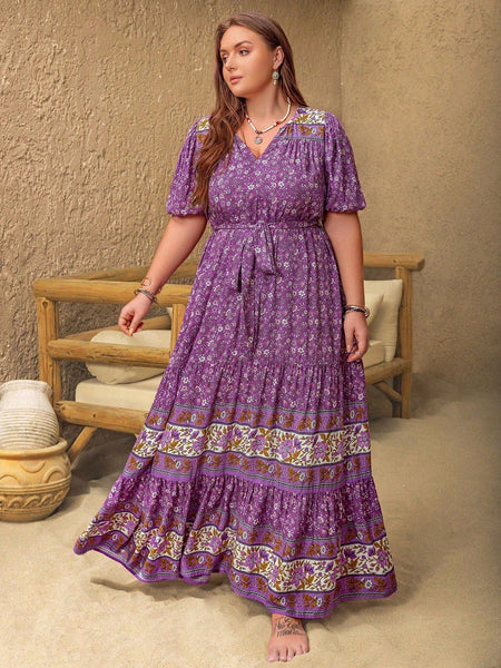 PLUS SIZE Lourdes Maxi Dress - Purple-Plus Size Dresses- Boheme Junction
