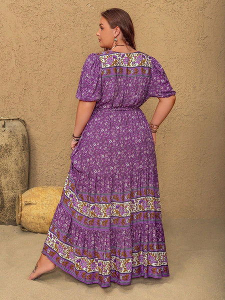 PLUS SIZE Lourdes Maxi Dress - Purple-Plus Size Dresses- Boheme Junction