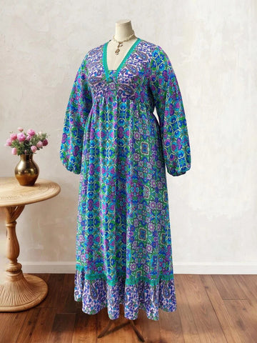 PLUS SIZE Talulla Maxi Dress - Blue-Plus Size Dresses- Boheme Junction