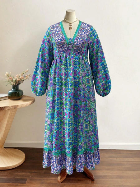 PLUS SIZE Talulla Maxi Dress - Blue-Plus Size Dresses- Boheme Junction