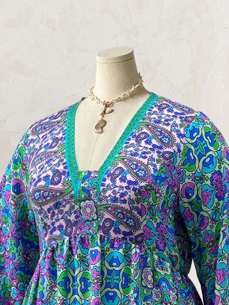 PLUS SIZE Talulla Maxi Dress - Blue-Plus Size Dresses- Boheme Junction