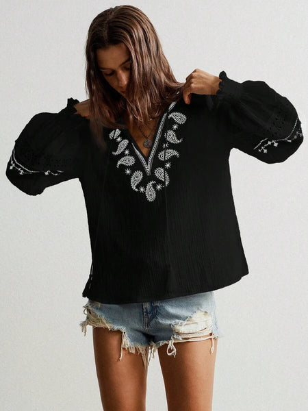 RHEA Top - Black-Women Tops, Blouses & Tee- Boheme Junction