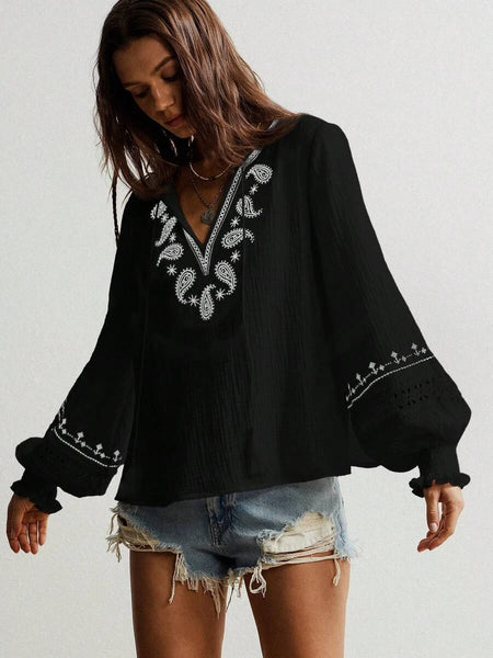 RHEA Top - Black-Women Tops, Blouses & Tee- Boheme Junction