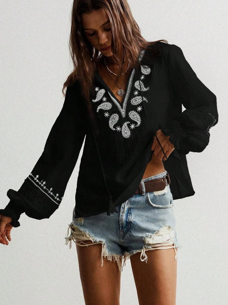 RHEA Top - Black-Women Tops, Blouses & Tee- Boheme Junction