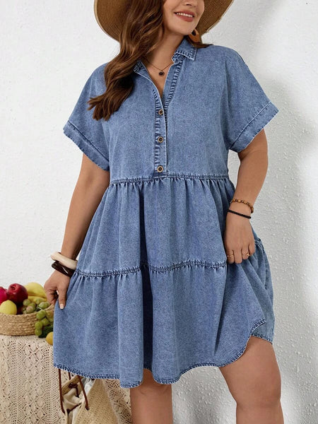 PLUS SIZE Jordy Mini Dress-Plus Size Denim- Boheme Junction