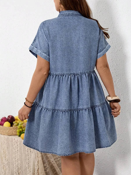 PLUS SIZE Jordy Mini Dress-Plus Size Denim- Boheme Junction