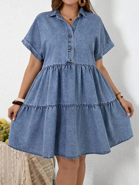 PLUS SIZE Jordy Mini Dress-Plus Size Denim- Boheme Junction
