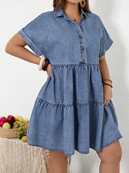 PLUS SIZE Jordy Mini Dress-Plus Size Denim- Boheme Junction