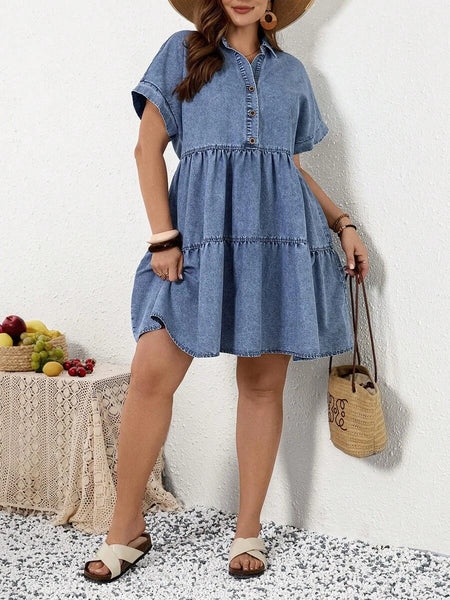 PLUS SIZE Jordy Mini Dress-Plus Size Denim- Boheme Junction