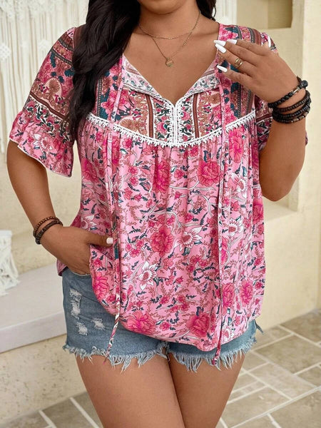 PLUS SIZE Benni Top - Pink-Plus Size Tops- Boheme Junction