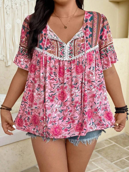 PLUS SIZE Benni Top - Pink-Plus Size Tops- Boheme Junction