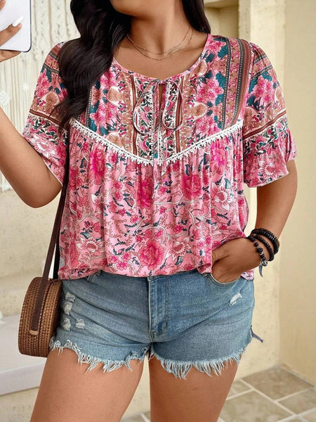 PLUS SIZE Benni Top - Pink-Plus Size Tops- Boheme Junction