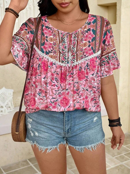 PLUS SIZE Benni Top - Pink-Plus Size Tops- Boheme Junction