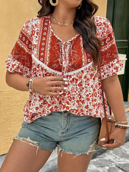 PLUS SIZE Benni Top - Red-Plus Size Tops- Boheme Junction