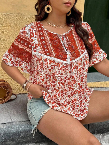 PLUS SIZE Benni Top - Red-Plus Size Tops- Boheme Junction