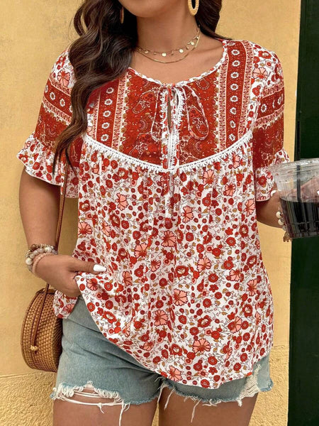 PLUS SIZE Benni Top - Red-Plus Size Tops- Boheme Junction