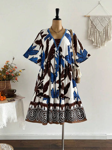 PLUS SIZE Kalea Midi Dress - Blue-Plus Size Dresses- Boheme Junction