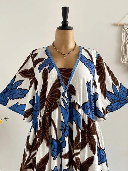 PLUS SIZE Kalea Midi Dress - Blue-Plus Size Dresses- Boheme Junction