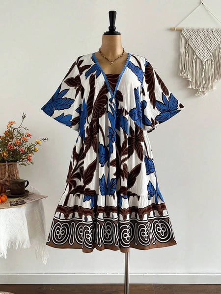 PLUS SIZE Kalea Midi Dress - Blue-Plus Size Dresses- Boheme Junction