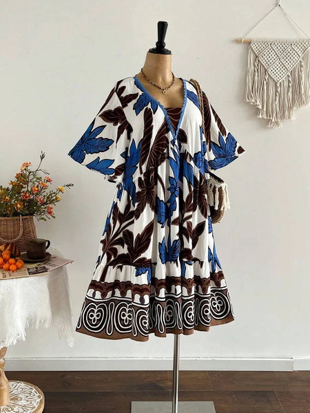 PLUS SIZE Kalea Midi Dress - Blue-Plus Size Dresses- Boheme Junction