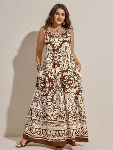 PLUS SIZE Jarah Maxi Dress - Coffee-Plus Size Dresses- Boheme Junction