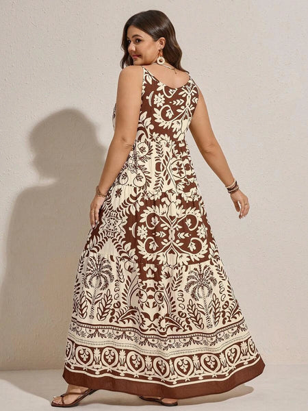 PLUS SIZE Jarah Maxi Dress - Coffee-Plus Size Dresses- Boheme Junction