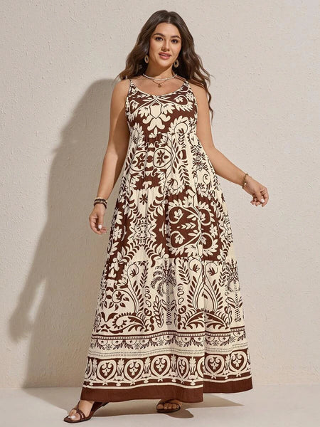 PLUS SIZE Jarah Maxi Dress - Coffee-Plus Size Dresses- Boheme Junction