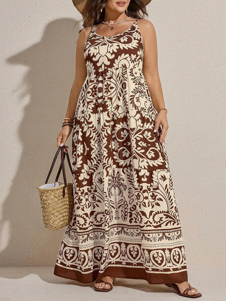 PLUS SIZE Jarah Maxi Dress - Coffee-Plus Size Dresses- Boheme Junction