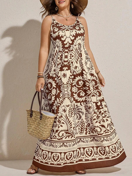 PLUS SIZE Jarah Maxi Dress - Coffee-Plus Size Dresses- Boheme Junction