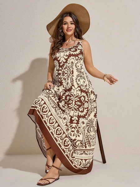PLUS SIZE Jarah Maxi Dress - Coffee-Plus Size Dresses- Boheme Junction