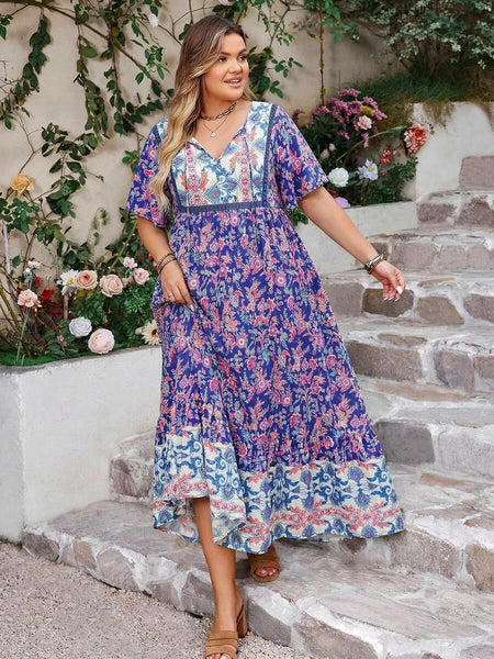 PLUS SIZE Victoria Maxi Dress - Royal Blue-Plus Size Dresses- Boheme Junction