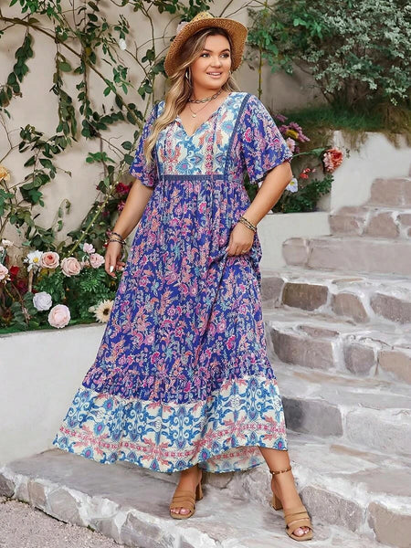 PLUS SIZE Victoria Maxi Dress - Royal Blue-Plus Size Dresses- Boheme Junction