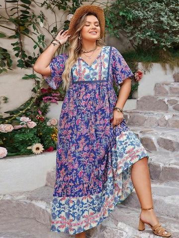PLUS SIZE Victoria Maxi Dress - Royal Blue-Plus Size Dresses- Boheme Junction